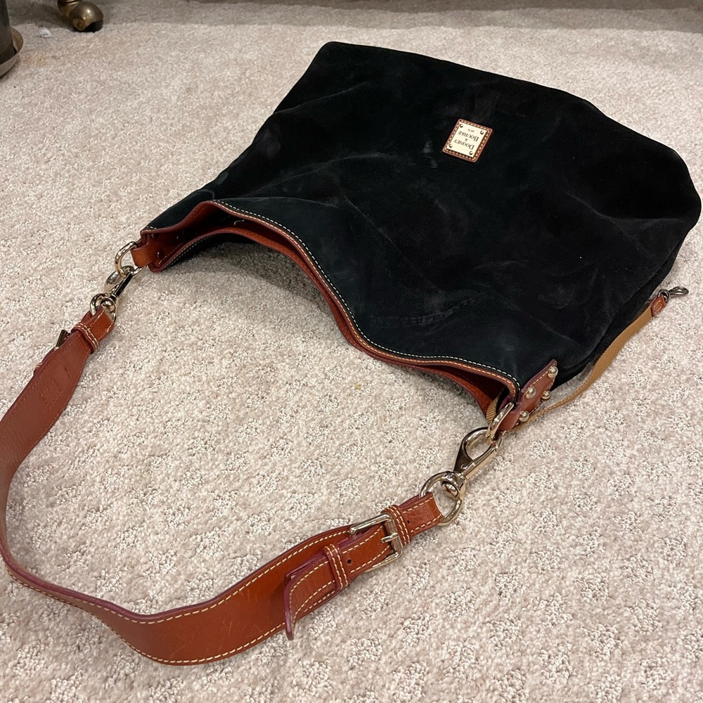 Dooney & Burke black suede hobo bag